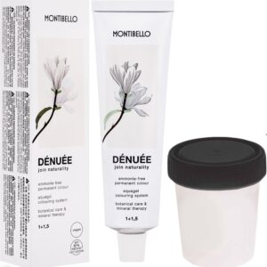 Montibello Denuee – zestaw, farba do włosów 60 ml + oksydant 90 ml 9,21 , Popielaty Perłowy Bardzo Jasny Blond 5,5 VOL , 1,7%