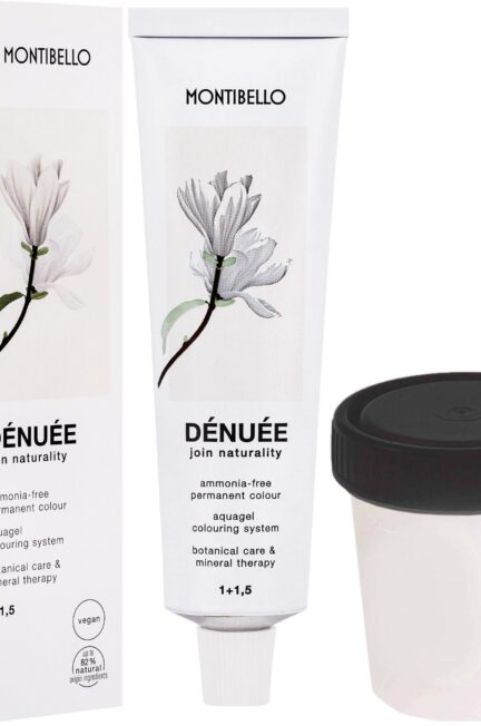 Montibello Denuee – zestaw, farba do włosów 60 ml + oksydant 90 ml 9,21 , Popielaty Perłowy Bardzo Jasny Blond 5,5 VOL , 1,7%